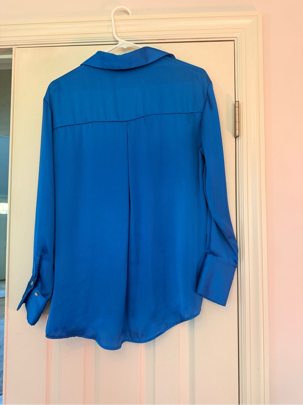 ZARA Cobalt Blue Satin Effect Blouse XS - Picture 8 of 8